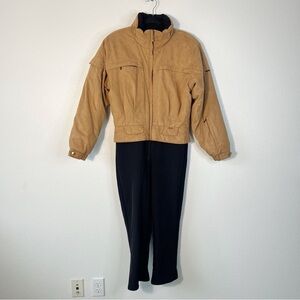 NILS Faux Suede Ski Suit One piece Snowsuit Snow Bib Jumpsuit Size 12P Winter